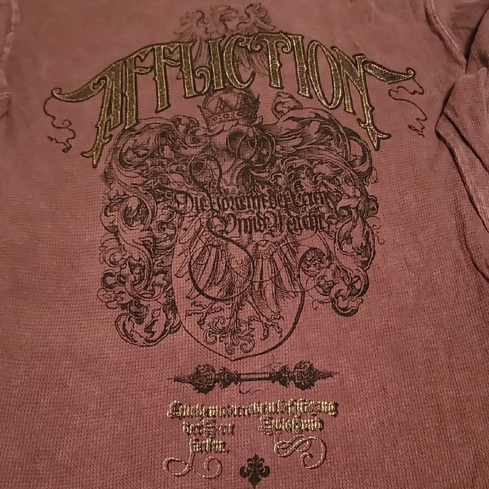 Affliction Men Large Brown and Gold Long Sleeve Shirt